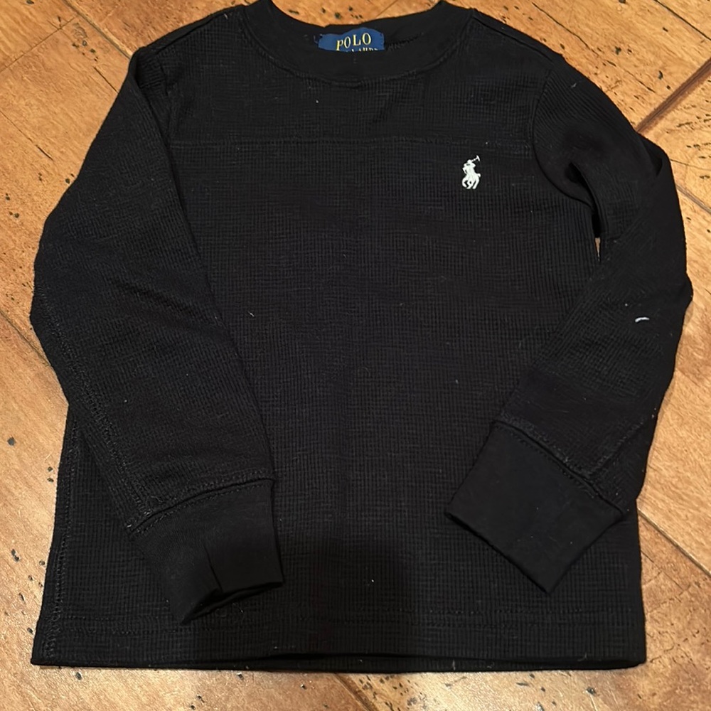 Black Ralph Lauren Long Sleeve Waffle Shirt 2T